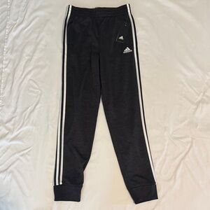 Adidas Kids LG 14/16 Black Joggers with White Stripes